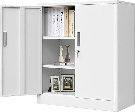 Metal Storage Cabinet, Locking Storage Cabinet with Adjustable Shelves