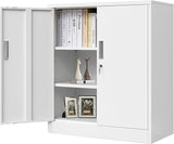 Metal Storage Cabinet, 36" H Locking Storage Cabinet with Two Drawers and Adjustable