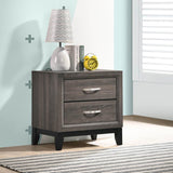 Watson 2 Drawer Bedroom Nightstand Transitional Style Bedside Table Storage Drawers Grey Oak and Black 212422