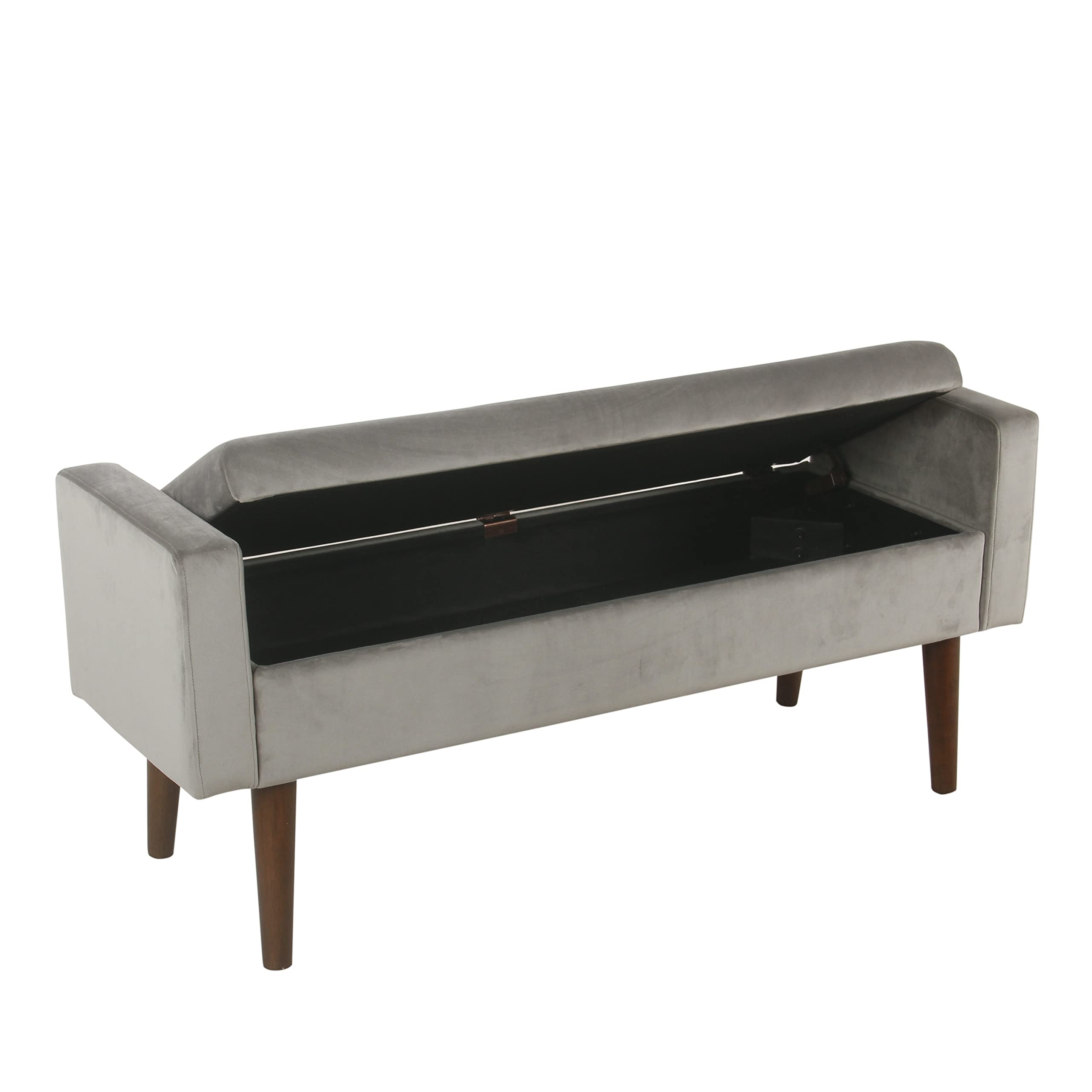Round Ottoman Storage Bench, Dark Grey