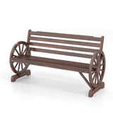 2-Person Rustic Wooden Wheel Bench Wagon Wood Seat