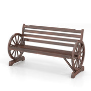 2-Person Rustic Wooden Wheel Bench Wagon Wood Seat