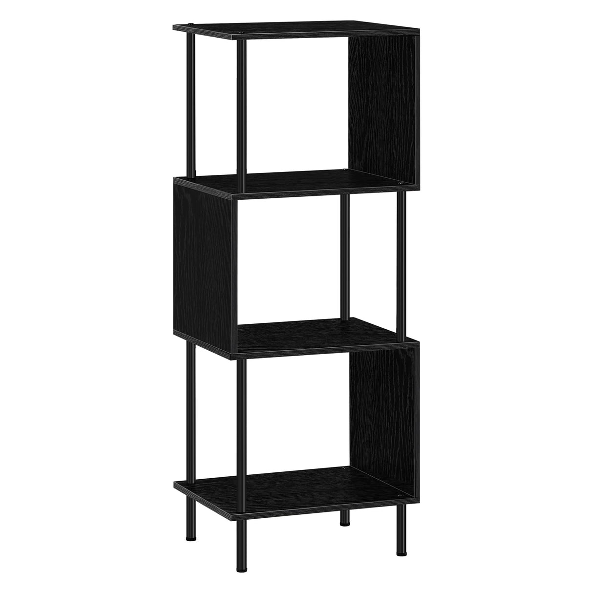 Small Bookshelf Unique S Shaped 4 Shelf Bookcase Free Standing Industrial Book Storage