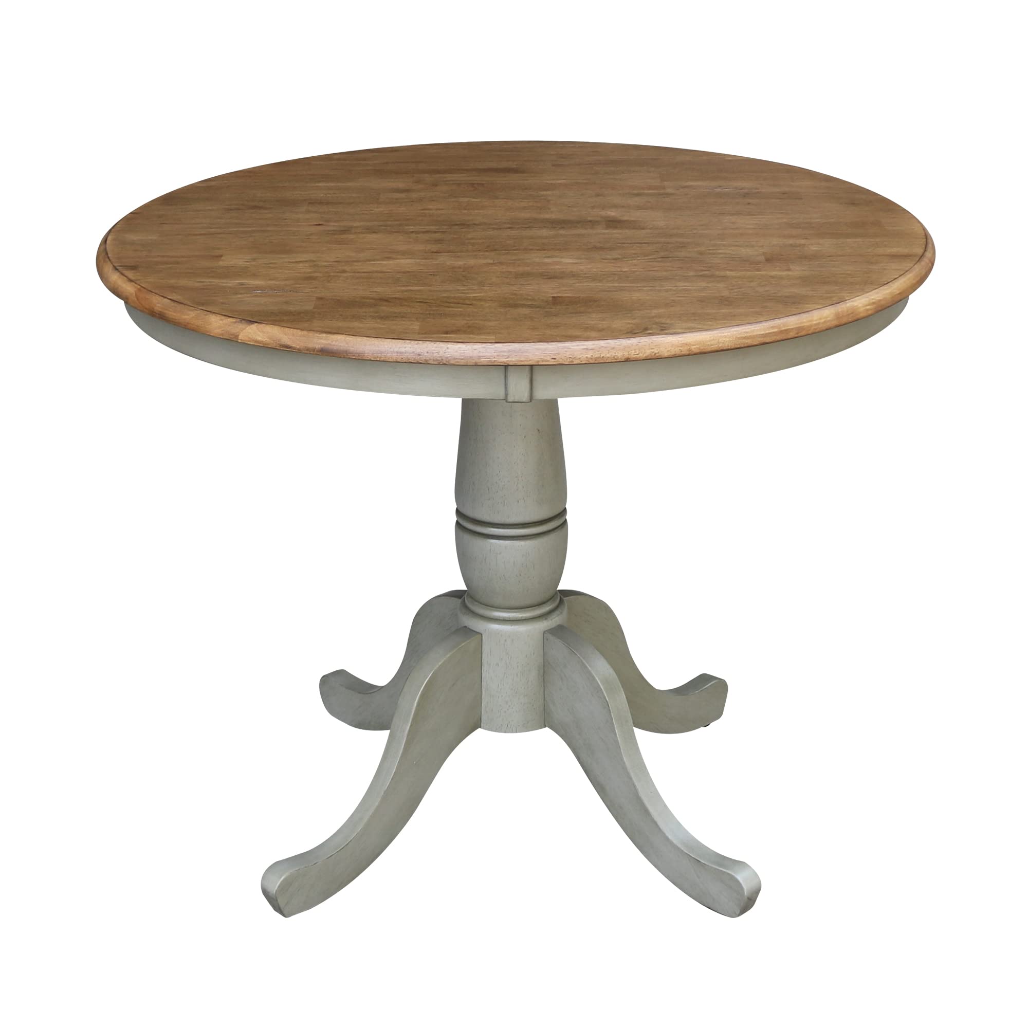 IC International Concepts International Concepts 36-inch Round Top Pedestal Dining Height Table, Distressed Hickory/Stone