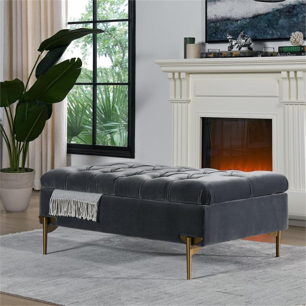 Estelle Storage Bench, Steel Gray Performance