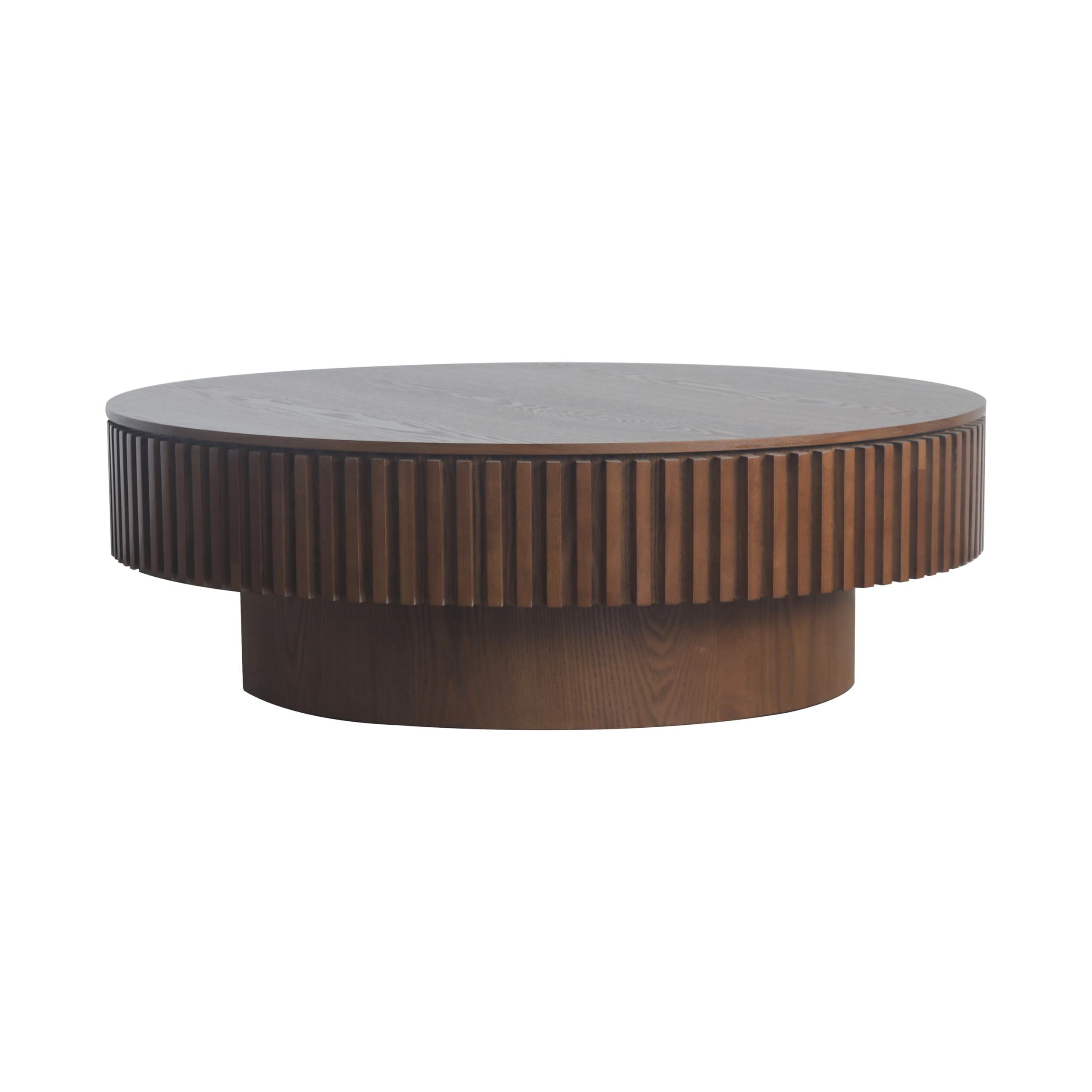 39.37'' Natural Coffee Table Modern Handcraft Drum Round Circle Wooden Solid Wood
