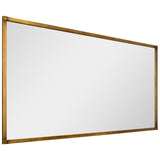 Brushed Gold Metal Framed Rectangular Wall Mirror, Ready to Hang, Living Room