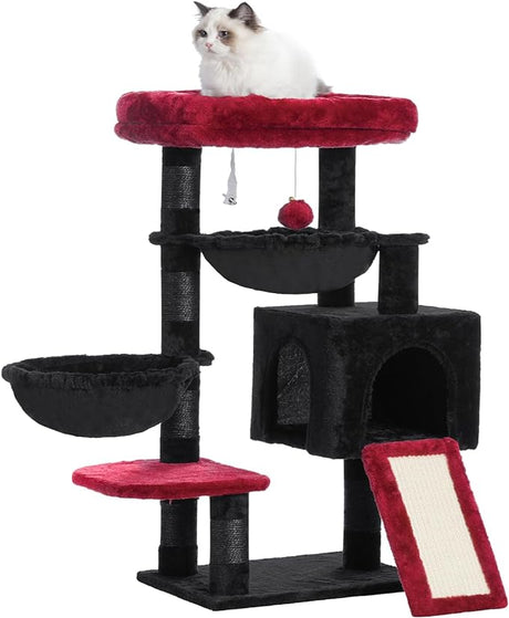 Cat Tree, Cat Tower for Indoor Cats, Cat House with Large Padded Bed, Cozy Condo