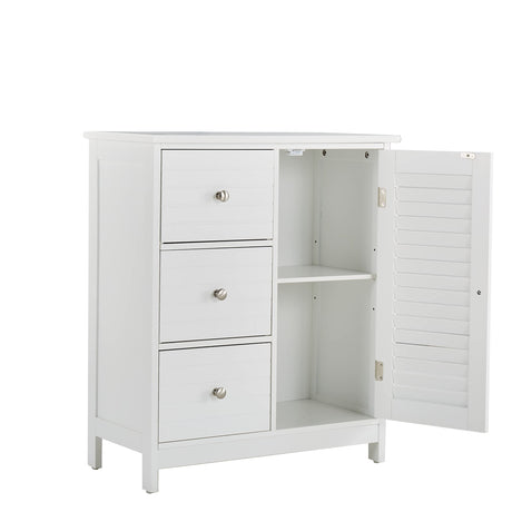 White Bathroom Storage Cabinet with 3 Drawers and Two Layers Cabinet,Small Cabinets