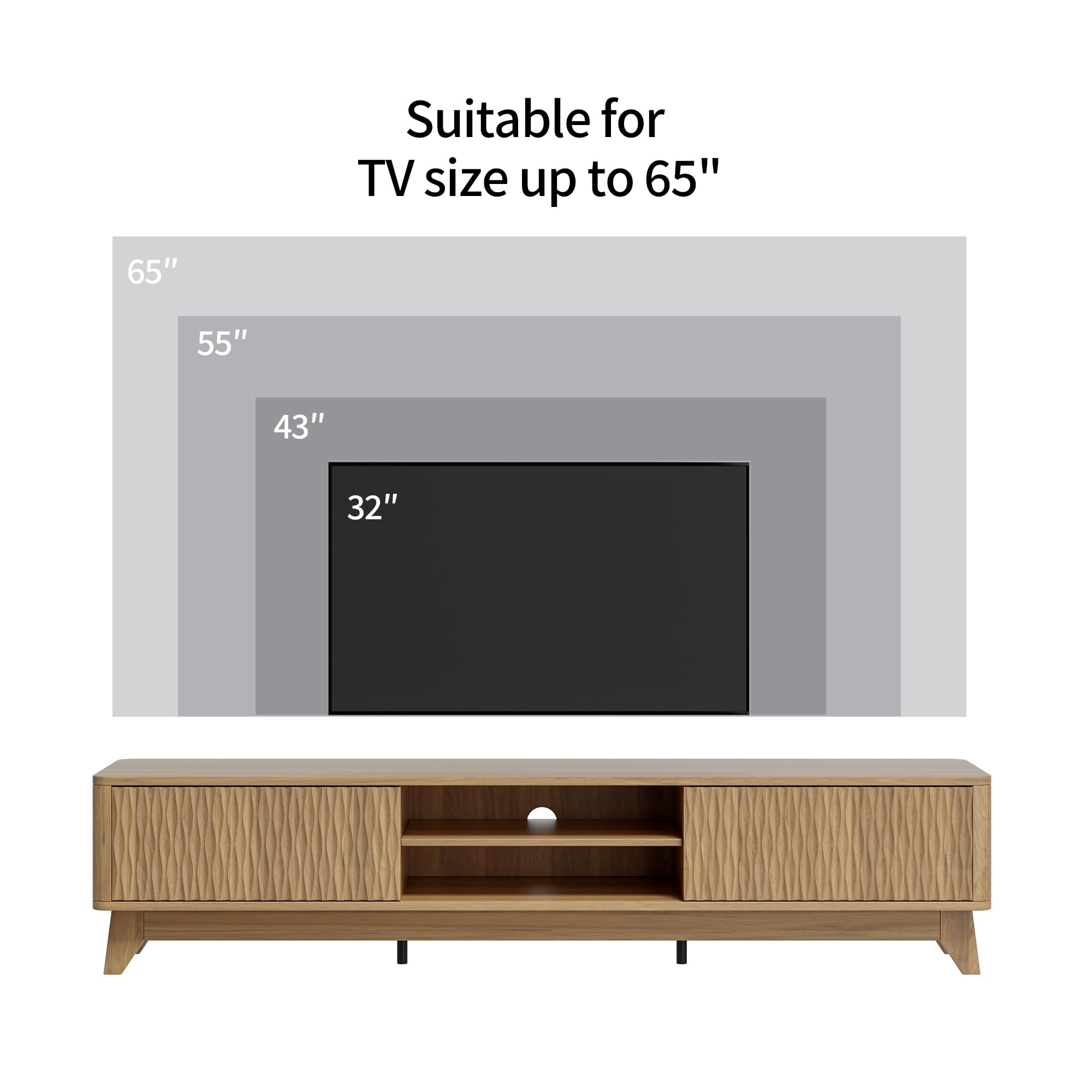 59" Mid Century Modern TV Stand with Sliding Doors
