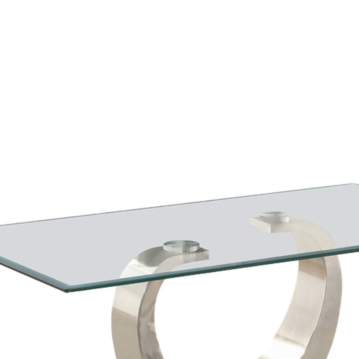 Benjara Floating Glass Top Coffee Table with Metal Support,