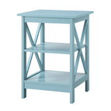 Oxford End Table with Shelves, Sea Foam Blue