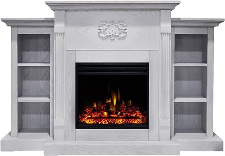 Sanoma 72'' Electric Multi Color LED Fireplace with Charred Log Insert