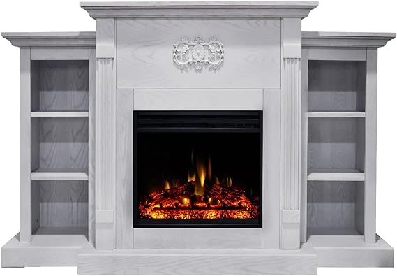 Sanoma 72'' Electric Multi Color LED Fireplace with Charred Log Insert