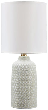 Textured Diamond Pattern Ceramic Table Lamp, Gray