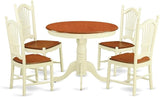 BCH-W 5 Piece Dining Room Table Set Includes a Round Wooden Table with Pedestal and 4