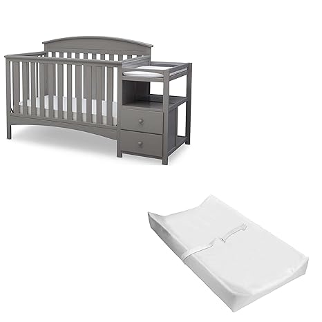 Abby Convertible Crib 'N' Changer + Changing Pad and Cover [Bundle], Bianca