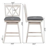 Bar Stool Set of 2, 360° Swivel Counter Height 25inch Bar Stool