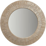 1040142, Pearlescent White Round Capiz Seashell Sunray Wall Mirror