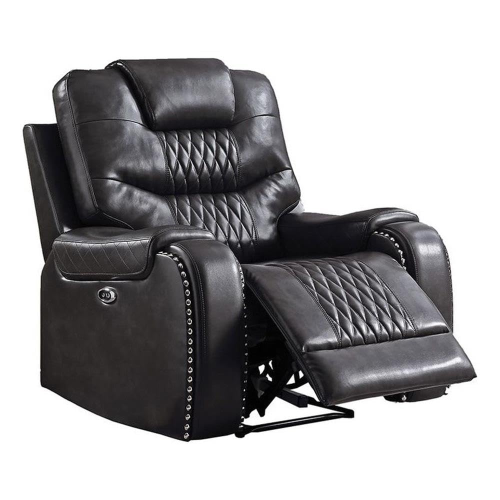 Tufted Power Motion Recliner in Magnetite Dary Grey