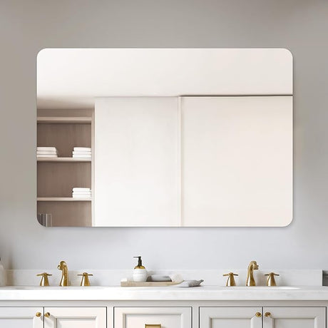 40 x 30 Bathroom Mirror, Rounded Corner Frameless Mirror, Modern Bathroom