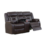 Leatherette Motion Cup Holder Loveseat, Dark Brown