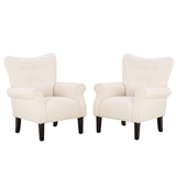 Bezseller Accent Living Room Chairs Set of 2, Button Tufted Modern Armchair with Solid Wood Legs, Upholstered Single Sofa Chair for Bedroom, Living Room, Office, Beige