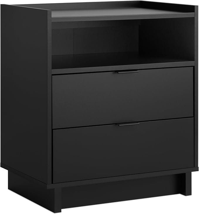 Fremont 2 Drawer Nightstand: Elegant Bedroom Furniture, Bedside Table with Open Shelf