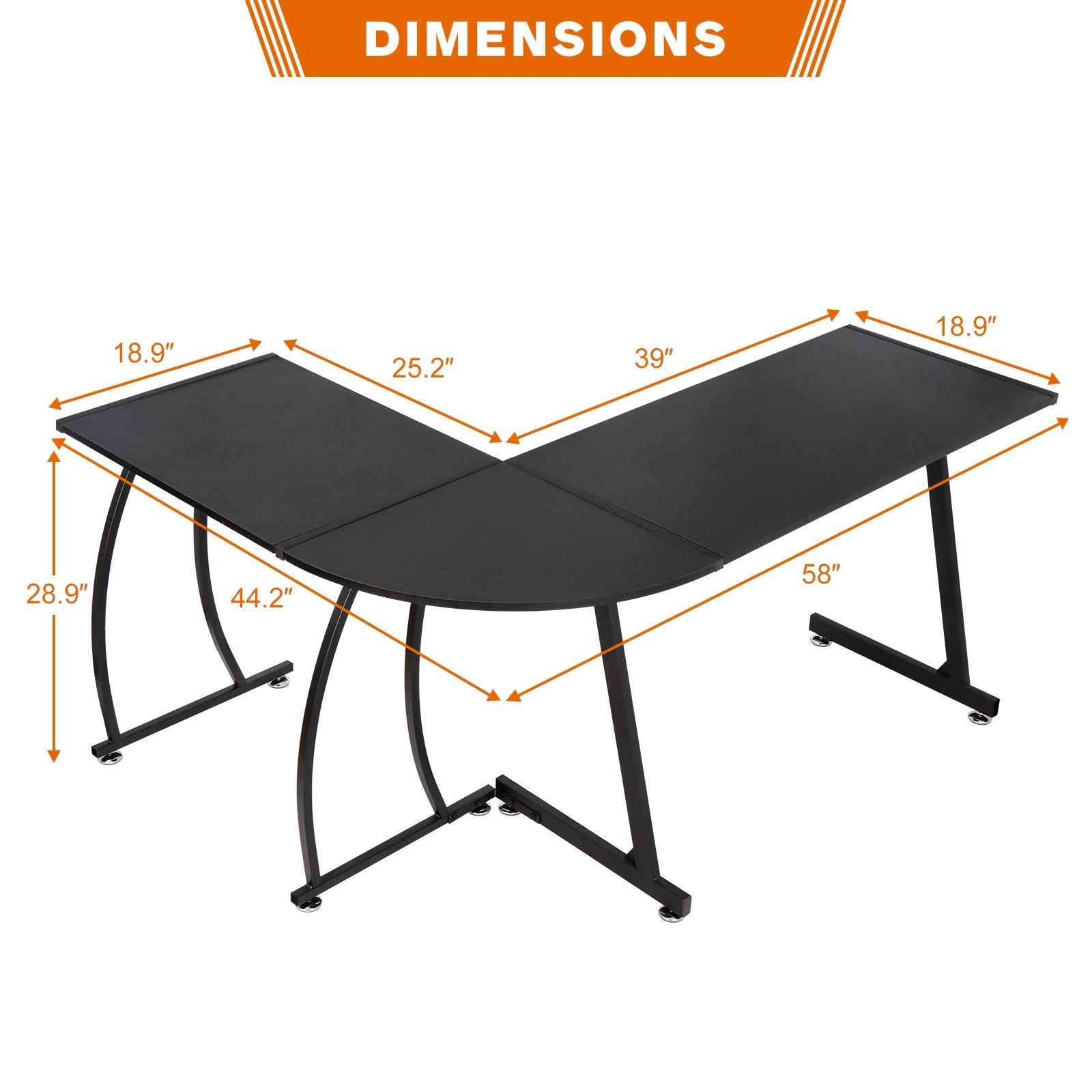 L-Shaped Corner Desk Computer Gaming Desk - 58 Inch Modern Home PC Table Office