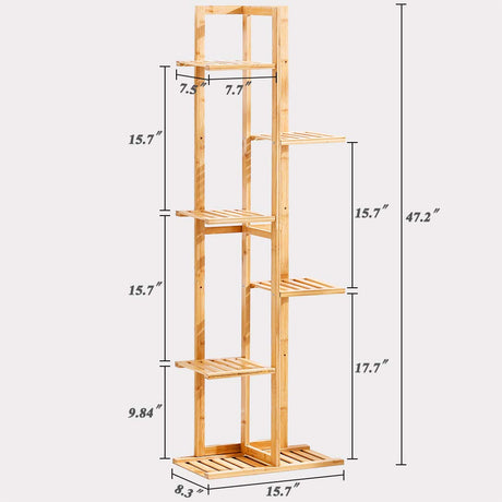 Bamboo 6 Tier 7 Potted Plant Stand Rack Multiple Flower Pot Holder Shelf