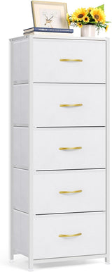 5 Drawer Dresser for Bedroom, Tall Fabric Storage Drawers, Tower Organizer Unit Chest of Drawers