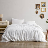 100% Linen Duvet Cover Queen, Stone Washed Natural French Linen 8 Ties Duvet