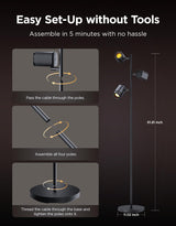 Govee Tree Floor Lamp Compatible with Matter, 3 Rotatable Lights with LuminBlend Technology, Standing Lamp with 64 Dynamic Scenes, Music Sync, Ideal Floor Lamp for Living Room, Bedroom, Office