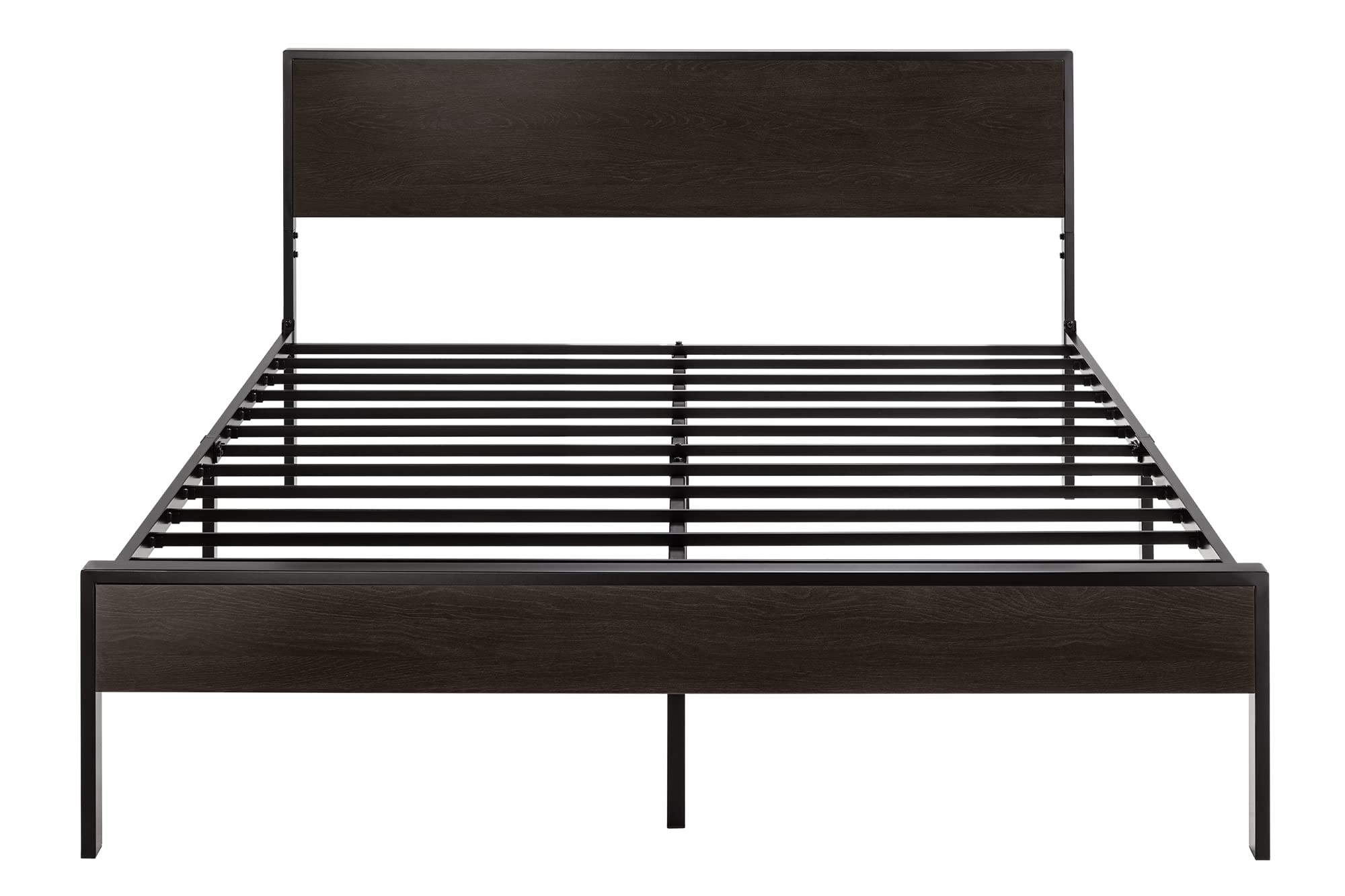 Queen Size Bed Frame with Wood Headboard and Footboard,