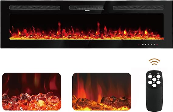 50 Inch Electric Fireplace Inserts Wall Mounted Recessed Fireplace