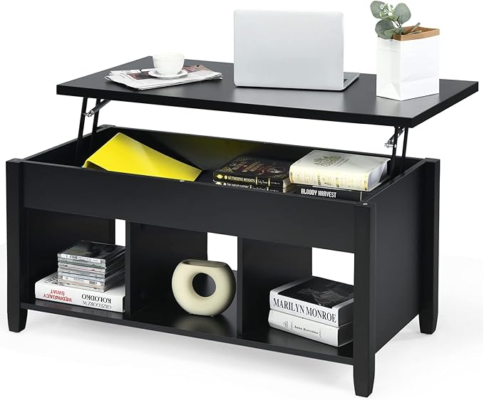 Lift Top Coffee Table, Center Table with Lift Tabletop, Hidden Compartment