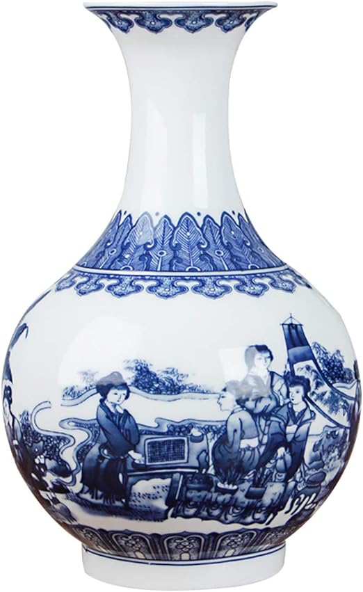 Classic Ancient Blue and White Porcelain Vase, Jingdezhen Chinese Style Decorative