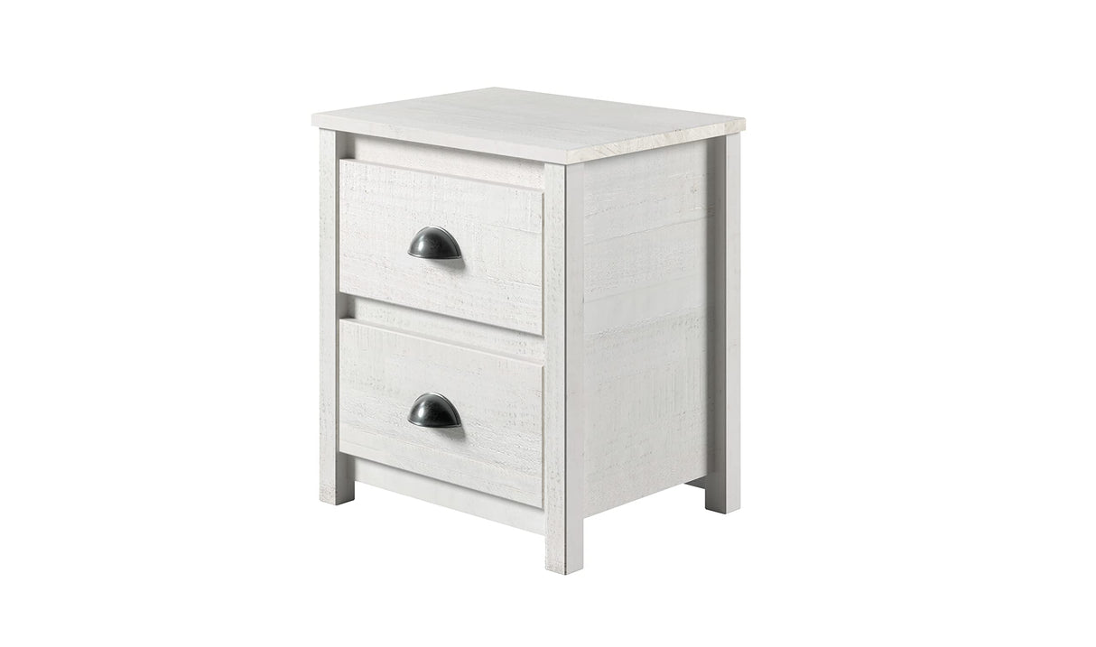 Hampton 2 Drawer Solid Wood Rustic Nightstand - Coastal White Finish