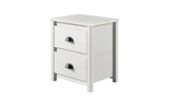 Hampton 2 Drawer Solid Wood Rustic Nightstand - Coastal White Finish