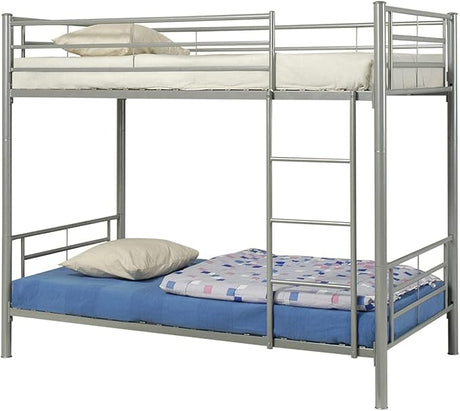 Metal Bunk Bed, Twin, Silver