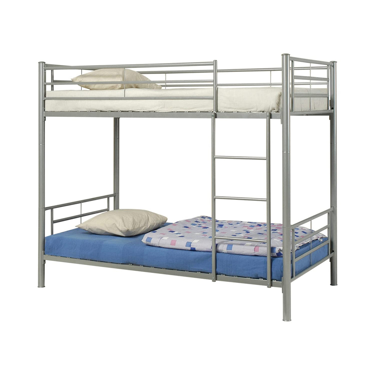 Metal Bunk Bed, Twin, Silver