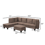 Modern Sectional Sofa L Shaped Couch with Reversible Chaise & Ottoman