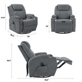 Rocking Chair Recliner Chair with Massage Swivel Ergonomic Lounge Chair Classic Single