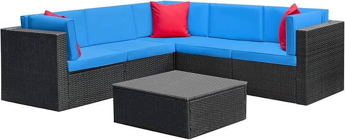 6 Pieces Patio Furniture Sets Outdoor Sectional Sofa