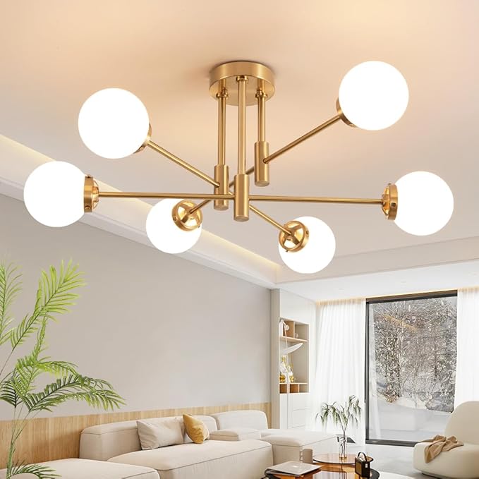 Gold Sputnik Chandeliers, Modern Chandelier for Dining Room, Mid Century Ceiling Lights