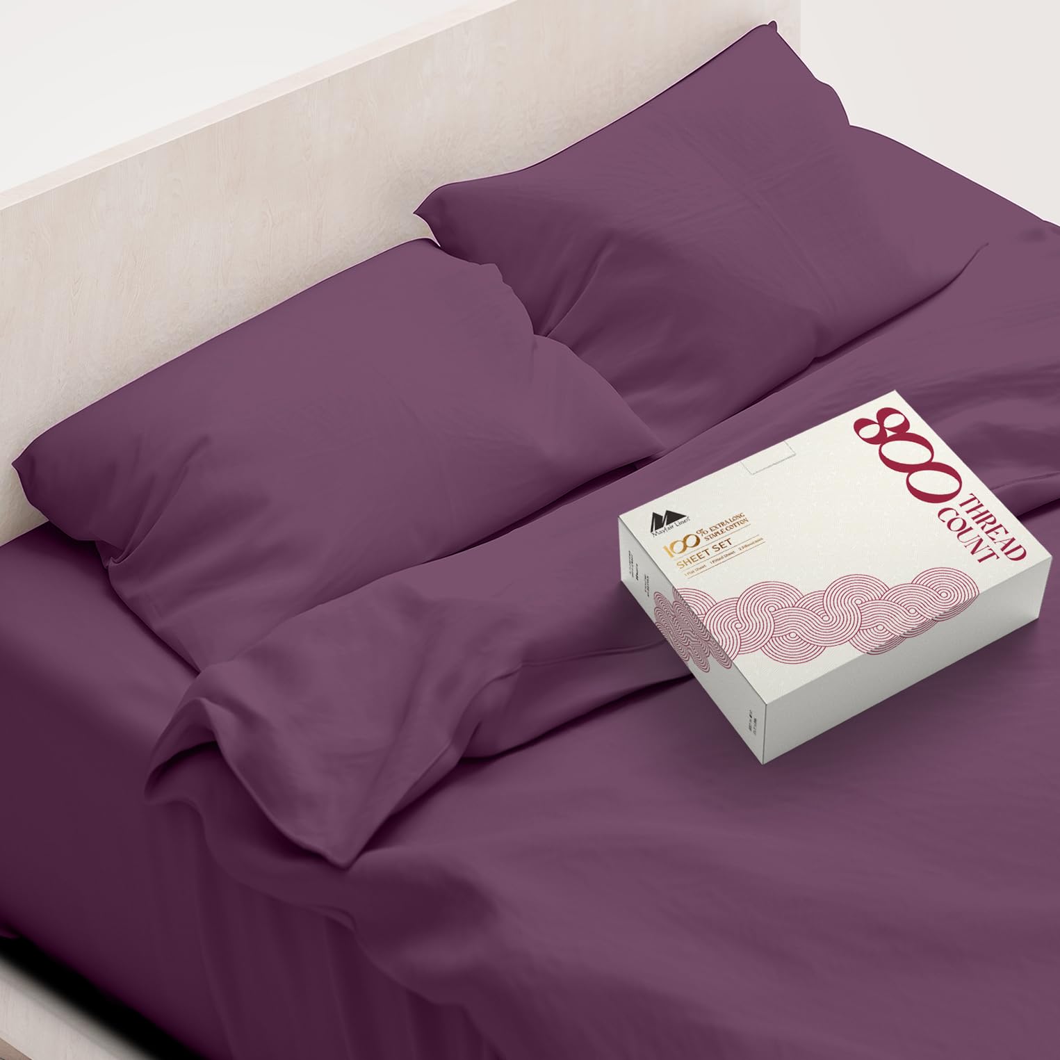 800 TC Egyptian Cotton Sheets - 4 Piece Plum Full Size Cooling Sheet for Hot Sleepers
