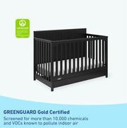 Graco Hadley 5-in-1 Convertible Crib with Drawer (Black) – Combo, Includes Full-Size Nursery Storage, Converts from Baby Crib to Toddler Bed, Daybed