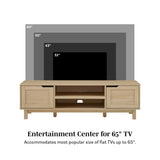 Tage Modern Pull-Open Door Low Stand for TVs up to 65 Inches, 58 Inch, Coastal Oak