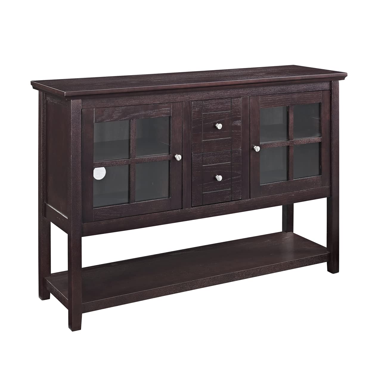 Charlotte Classic Glass Door Storage Buffet, 52 Inch, Espresso