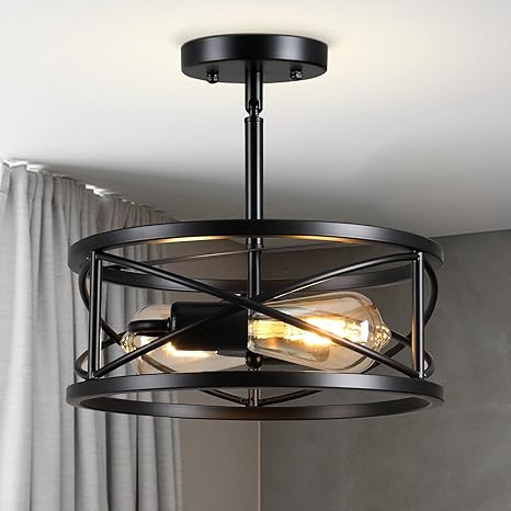 Semi Flush Mount Ceiling Light Fixtures, 2-Light Modern Kitchen